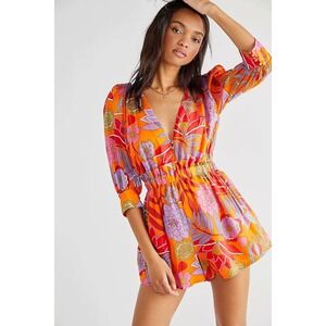 Alice McCall Shade Of Passion Playsuit Romper Floral Puff Sleeve Size 4